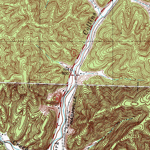 Topographic Map of Wells Branch, KY