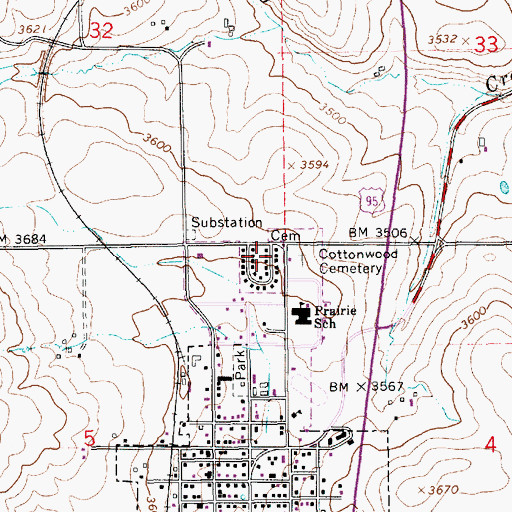 Topographic Map of Bureau of Land Management Cottonwood Field Office, ID
