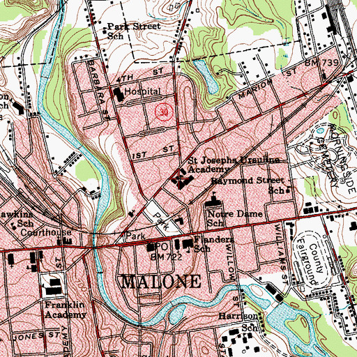 Topographic Map of Saint Angela's Hall, NY