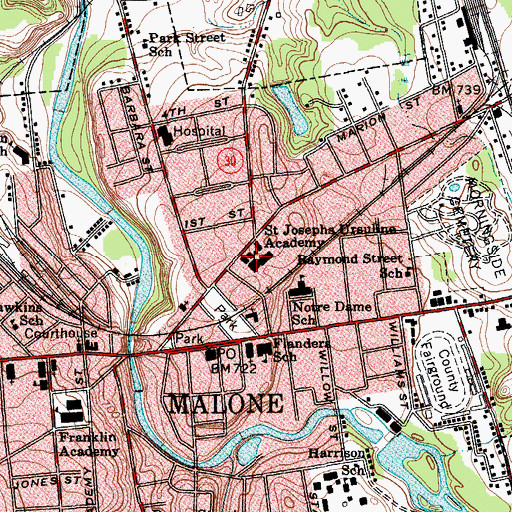 Topographic Map of Saint Mary's Hall, NY