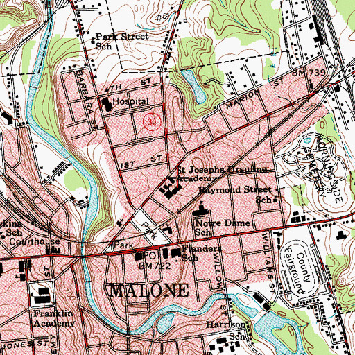 Topographic Map of Saint Ursula's Hall, NY