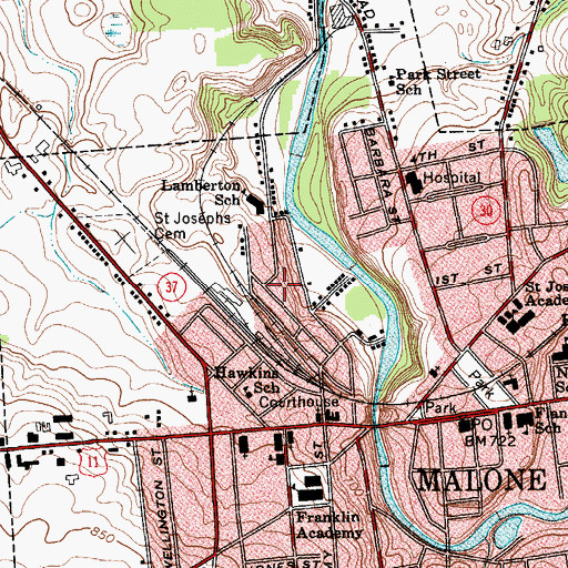 Topographic Map of Saint John De Bosco Roman Catholic Church, NY