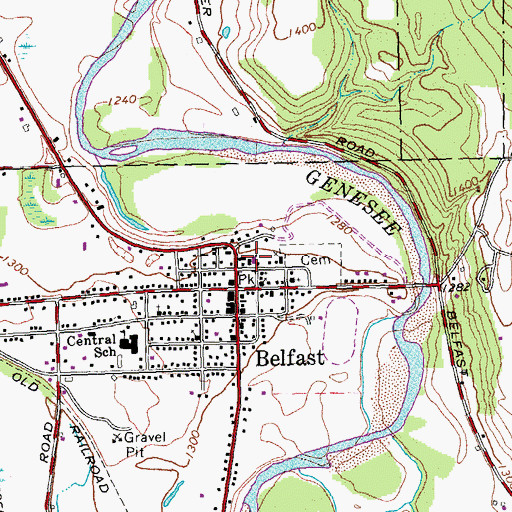 Topographic Map of Belfast Fire Department, NY