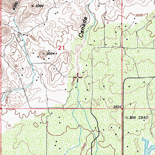 Topographic Map of Caada Agua, AZ