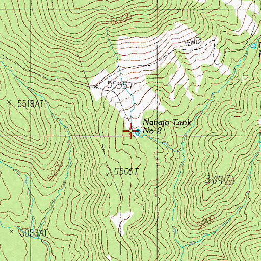 Topographic Map of Navajo Tank Number Two, AZ