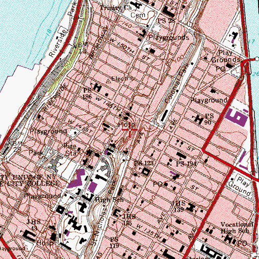 Topographic Map of Hamilton Heights Historic District, NY