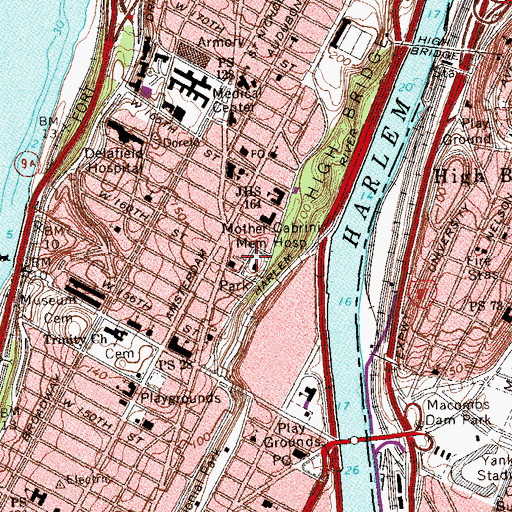 Topographic Map of Jumel Terrace Historic District, NY