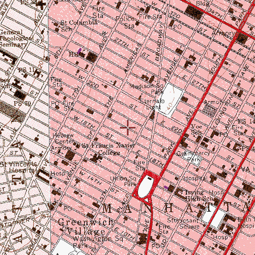 Topographic Map of Ladies Mile Historic District, NY
