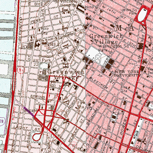 Topographic Map of MacDougal-Sullivan Gardens Historic District, NY