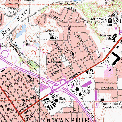 Topographic Map of Eastside Park, CA