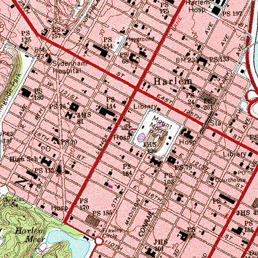 Topographic Map of Mount Morris Park Historic District, NY