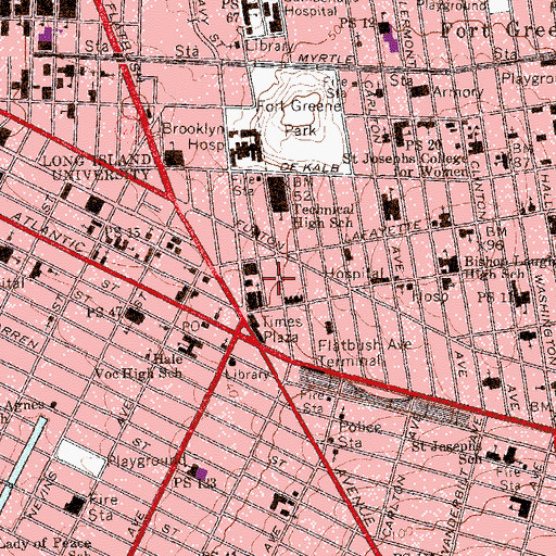Topographic Map of Brooklyn Academy of Music Historic District, NY