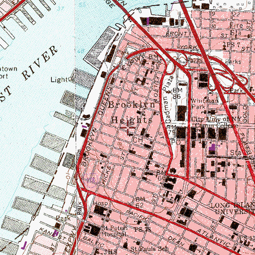 Topographic Map of Brooklyn Heights Historic District, NY