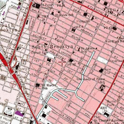 Topographic Map of Carroll Gardens Historic District, NY