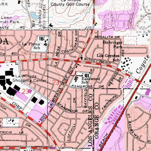 Topographic Map of Eastwood Elementary School, CA