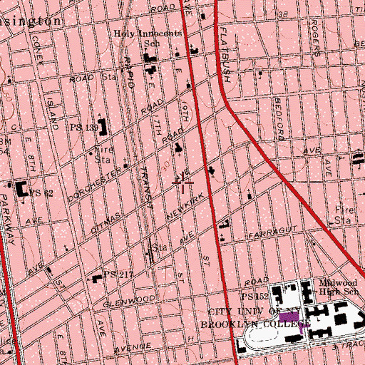 Topographic Map of Ditmus Park Historic District, NY
