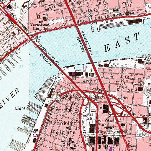 Topographic Map of Fulton Ferry Historic District, NY