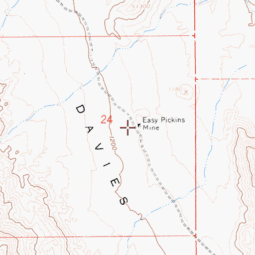 Topographic Map of Easy Pickins Mine, CA
