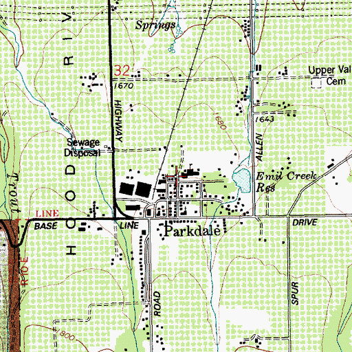 Topographic Map of Parkdale Elementary School, OR