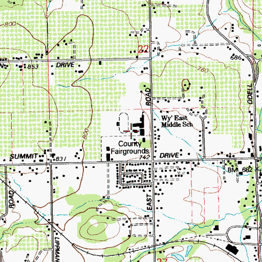 Topographic Map of Wyeast Middle School, OR
