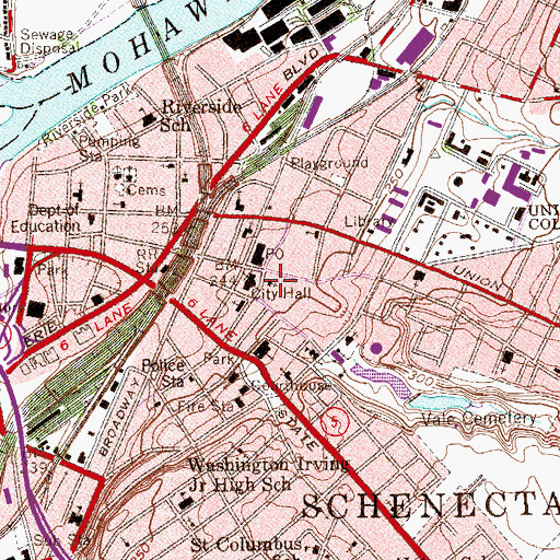 Topographic Map of Schenectady Labor Temple, NY