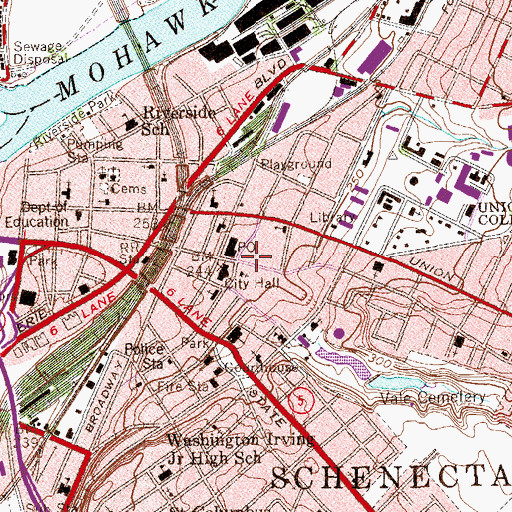 Topographic Map of Schenectady County Public Library, NY