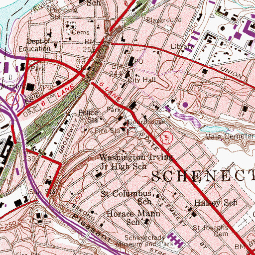 Topographic Map of Schenectady County Jail, NY