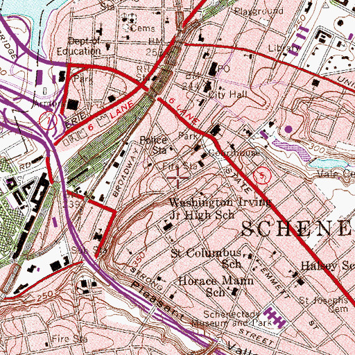 Topographic Map of Schenectady Fire Department Station 1, NY
