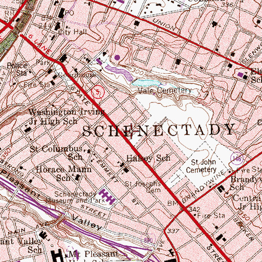 Topographic Map of State Street Presbyterian Church, NY