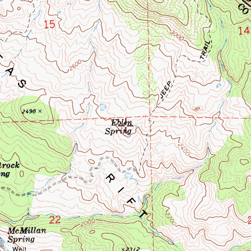 Topographic Map of Eblen Spring, CA