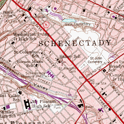 Topographic Map of Albany Street Methodist Church, NY