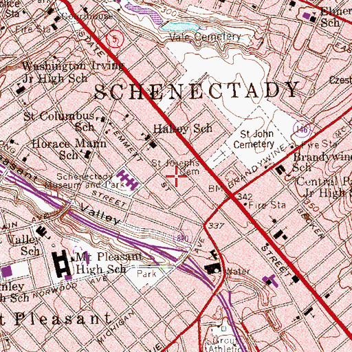 Topographic Map of Schenectady Girls Club, NY