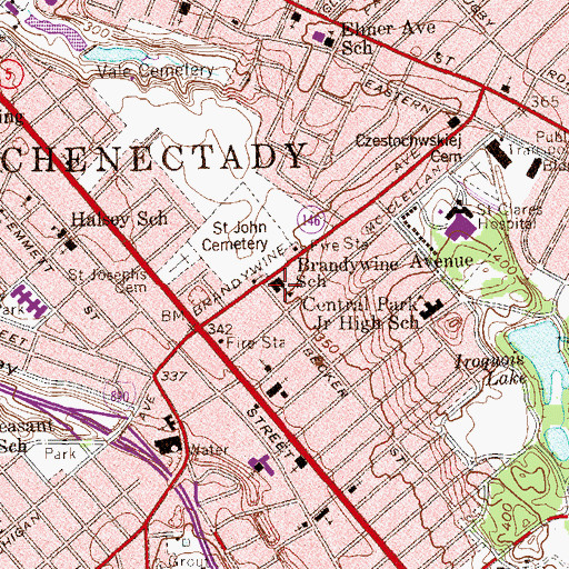 Topographic Map of Schenectady City Board of Education Offices, NY