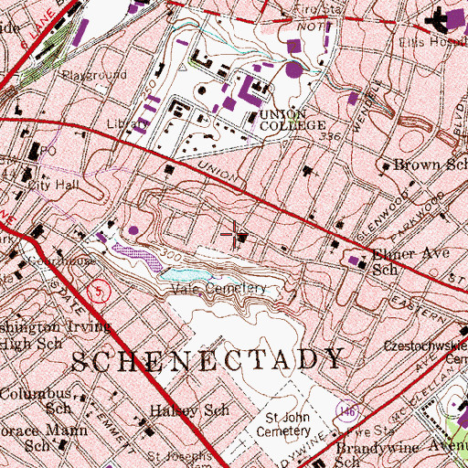 Topographic Map of Saint Mary's Parochial School (historical), NY