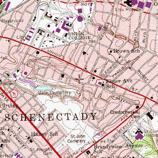 Topographic Map of Schenectady Fire Station Number 6 (historical), NY