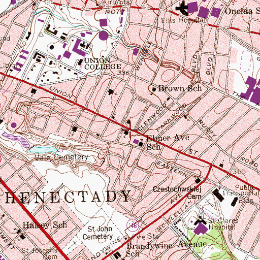 Topographic Map of Second Reformed Church, NY