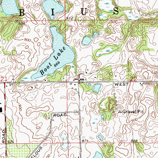 Topographic Map of Fabius Township Hall, MI