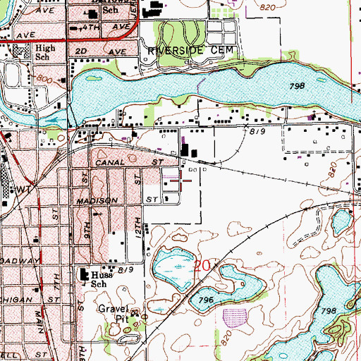 Topographic Map of Meadow Lane Village Mobile Home Park, MI