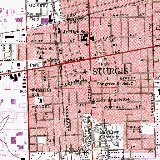 Topographic Map of Potter's House Church, MI