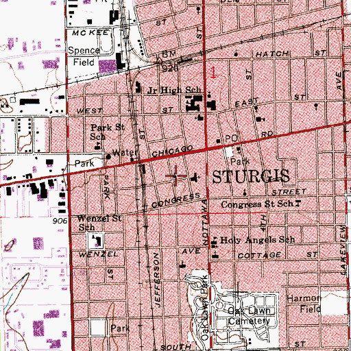 Topographic Map of Saint John's Episcopal Church, MI