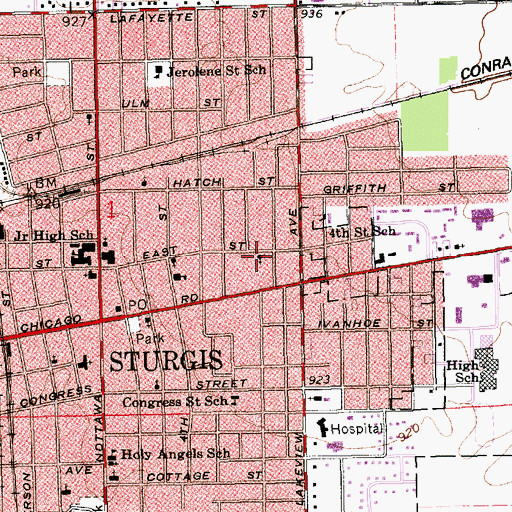 Topographic Map of Sturgis Bible Church, MI