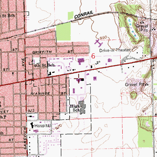 Topographic Map of Maplecrest Plaza, MI