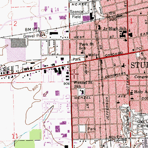 Topographic Map of Plaza South, MI