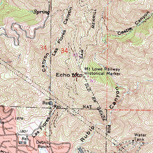 Topographic Map of Echo Mountain, CA