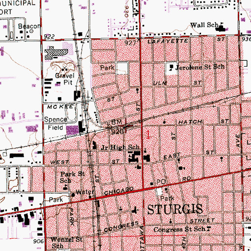 Topographic Map of Sturgis Historical Society Museum, MI