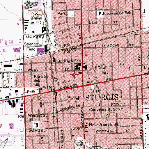 Topographic Map of Sturgis Public Library, MI