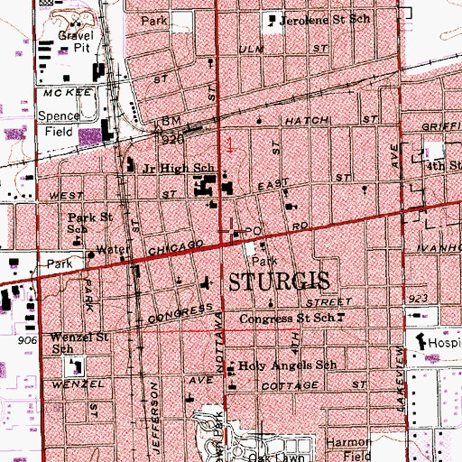Topographic Map of Sturgis Post Office, MI