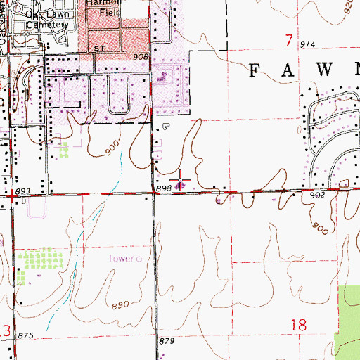 Topographic Map of First Baptist Church, MI