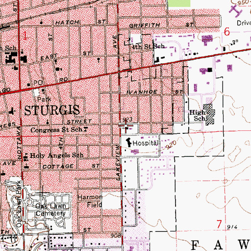 Topographic Map of Trinity Lutheran Church, MI