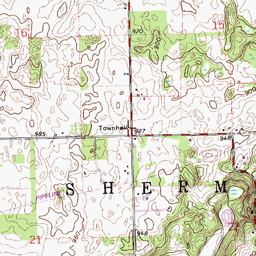 Topographic Map of Sherman Township Hall, MI